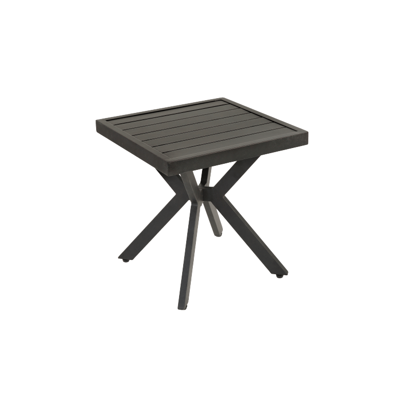 Bijzettafel – Bijzettafeltje – Banktafel – Nachtkastje – Tafeltje – Aluminium – Weerbestendig – Donkerbruin – Verstelbare Hoogte – Compact 45x45x47 cm