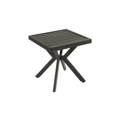Bijzettafel – Bijzettafeltje – Banktafel – Nachtkastje – Tafeltje – Aluminium – Weerbestendig – Donkerbruin – Verstelbare Hoogte – Compact 45x45x47 cm