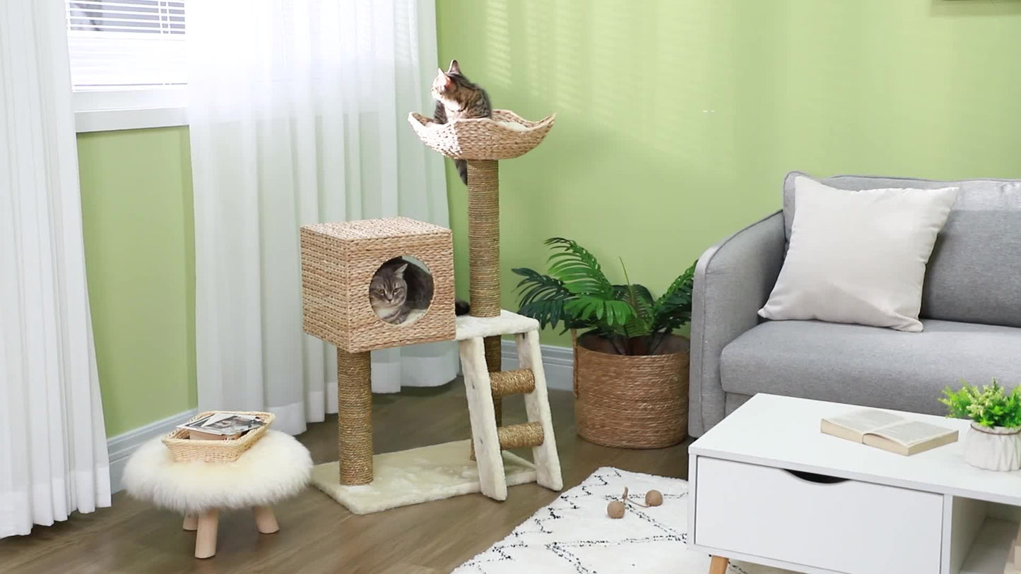 Klim- en Krabpaal Kat – Kattenboom – Activiteitentoren – Krabpaal – Kattenmeubel – Multikleur – 100,5 cm Hoogte – Stevig & Duurzaam