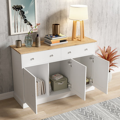 Dressoir – Opbergkast – Sideboard – Kast – Ladekast – Modern Wit – Strak Ontwerp – 120x36x80,5 cm – Stevig Spaanplaat