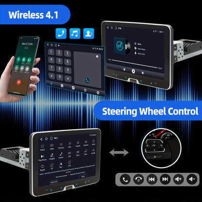 Autoradio – Car Radio – Multimedia Speler – Navigatiesysteem – Radio Ontvanger – 10,1 Inch Draaibaar HD IPS Touchscreen – Android 14.0 Met 4GB RAM & 64GB Opslag