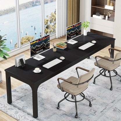 Bureau – Computertafel – Bureautafel – Computerbureau – Werktafel – Extra Lang 199,9 cm – Duurzaam Geperst Hout & Stabiele Vloermontage