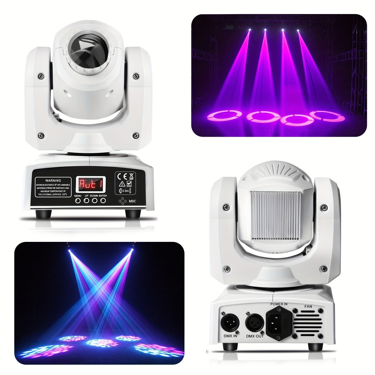 Movinghead Verlichting – LED Moving Head – DJ Licht – Disco Spot – Podiumverlichting – 2x120W RGBW LED – 8 Gobo Patronen – DMX Besturing – Draaibare Kop 540° X-as