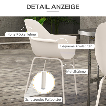 Tuinstoelen – Tuinstoel Set – Tuinstoelen – Terrasstoelen – Balkonstoelen – Modern Design – Metalen Frame & Weerbestendig Kunststof – Set Van 4 – Grijs – 59x55x84 cm