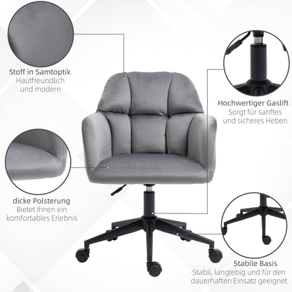 Bureaustoel – Kantoorstoel – Draaistoel – Stoel – Verstelbare Bureaustoel – Fluweelbekleding – Verstelbare Hoogte – Ergonomische Rugleuning