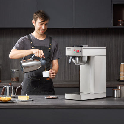 Filterkoffiezetapparaat – Koffiezetter – Koffiemachine – Dripkoffiezetter – Thermoskan – 12 Kopjes Capaciteit – Roestvrijstalen Behuizing