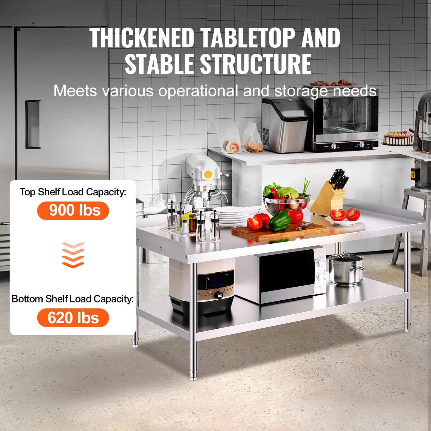 Roestvrijstalen Werktafel – RVS Werkbank – Keukentafel – Werkblad – Cateringtafel – 76x152 cm – 304 Roestvrij Staal – 3 Verstelbare Planken