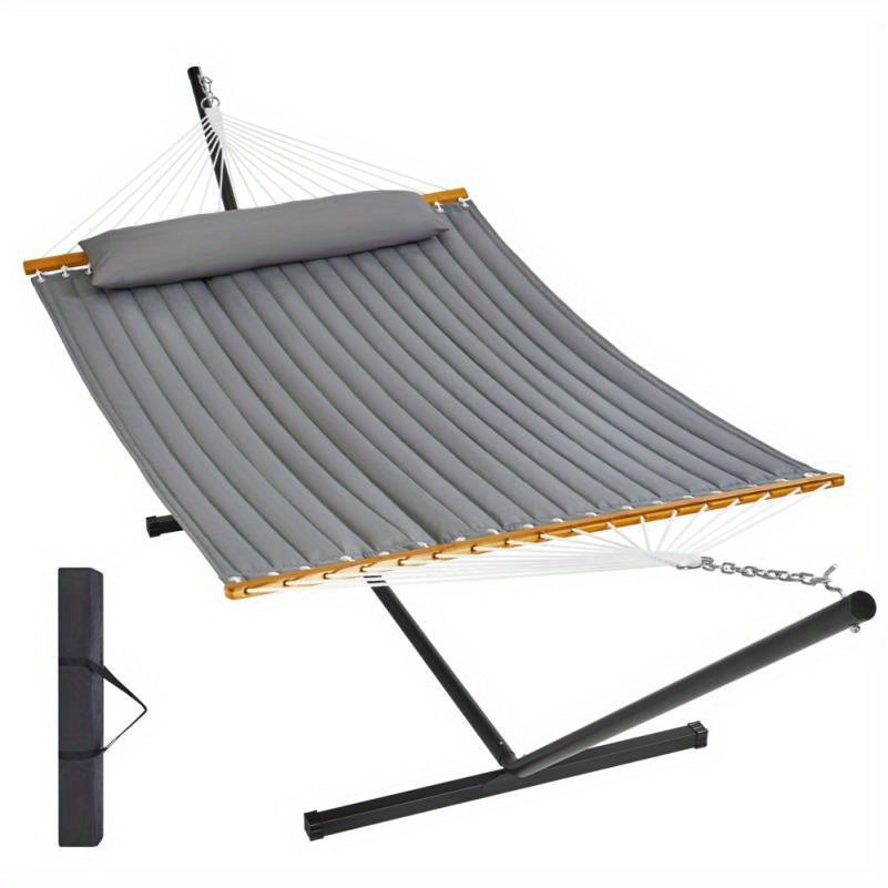 Dubbele Hangmat – Tweepersoons Hangmat – Tuin Hangmat – Camping Hangmat – Standaard Van Ijzer – Draagvermogen 217 Kg – Weerbestendig Polyester