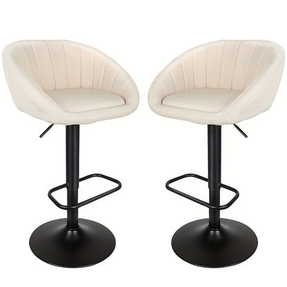 Barkrukken – Barstoelen – Barkrukken – Barstoelen Set – Keukenstoelen – 2 Stuks Linnen Bekleed – Zithoogte 90 cm – Zwart Stalen Frame – Art Deco Design – Stevig & Duurzaam