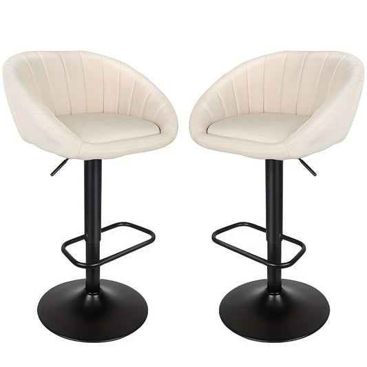 Barkrukken – Barstoelen – Barkrukken – Barstoelen Set – Keukenstoelen – 2 Stuks Linnen Bekleed – Zithoogte 90 cm – Zwart Stalen Frame – Art Deco Design – Stevig & Duurzaam