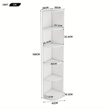 Heavy-Duty 5-Tier Bookshelf - Space-Saving Corner Shelf Organizer, No Assembly Needed, Sturdy Metal Construction for Home Office, Living Room, Study - Modern White Storage Shelf, Office Organization, Contemporary Furniture, H