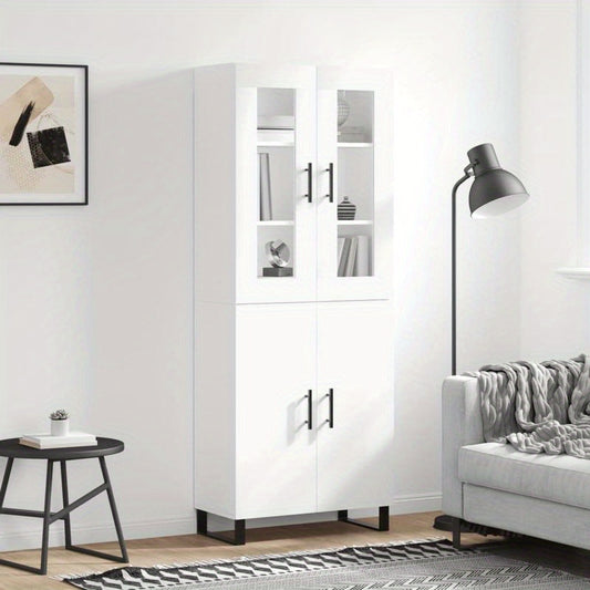 Credenza Bianca 69.5x34x180cm in Legno Multistrato Removable and durable