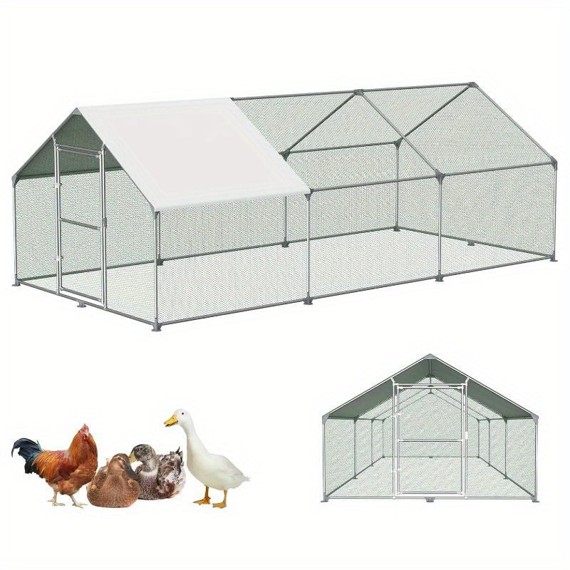 Kippenhok – Kippenren – Pluimveekooien – Buitenren – Dierenren – Metalen Frame – 3x6x2 Meter – Zonnebeschermend Dak
