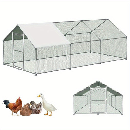Kippenhok – Kippenren – Pluimveekooien – Buitenren – Dierenren – Metalen Frame – 3x6x2 Meter – Zonnebeschermend Dak