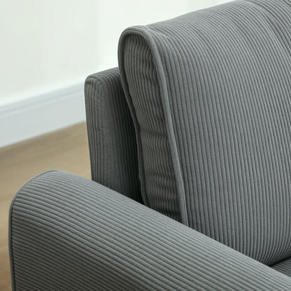 Bankstel – Tweezitsbank – 2-Zitsbank – Sofa – Bank – Donkergrijs Corduroy – Compact 145x75x78 CM – Inclusief 2 Rugkussens