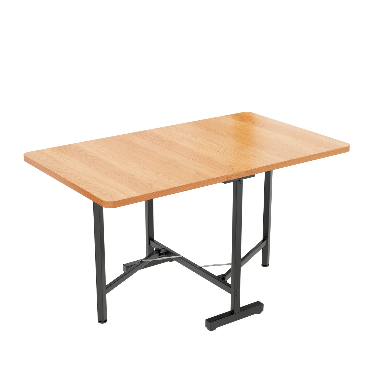 Elegant Modern Minimalist Natural Color Dining Table - Extendable Dining Table 120cm X 80cm, Foldable And Storable Table, Modern Minimalist Style, High Strength Alloy Bracket