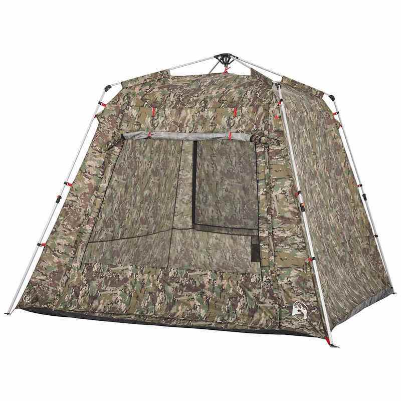4-Persoons Tent – Kampeertent – Buitentent – Vissertent – Snel Opzetten – Lichtgewicht Polyester – Camouflage Groen – Met Ritsen Ventilatie