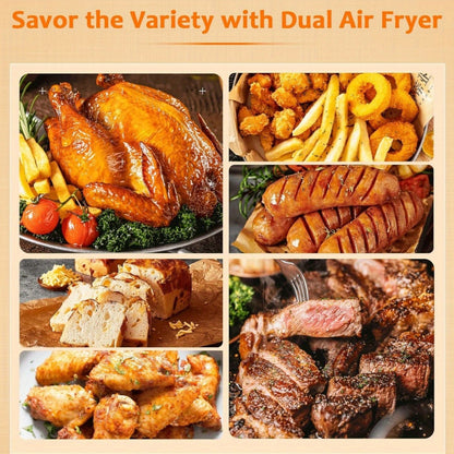 Airfryer – Heteluchtfriteuse – Friteuse – Dubbele Airfryer – Gezonde Airfryer Zwart – 9L Capaciteit – 8-in-1 Kookprogramma’s