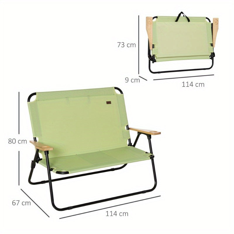 Tweepersoons Campingstoel – Draagbare Campingstoel – Compacte Campingstoel – Opvouwbare Stoel – Metalen Frame Tot 160 Kg – Ruim En Comfortabel