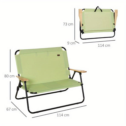 Tweepersoons Campingstoel – Draagbare Campingstoel – Compacte Campingstoel – Opvouwbare Stoel – Metalen Frame Tot 160 Kg – Ruim En Comfortabel