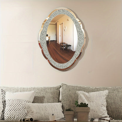 Wandspiegel Wolkenvorm – Muurspiegel – Kristal Spiegel – Deco Spiegel – Zilveren Spiegel – 60x80 cm – Verbluffende Kristalaccenten – Hoogwaardig Zilverglas