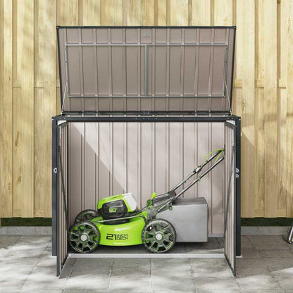 Tuinopbergbox – Tuinkist – Opbergkist – Buitenkast – Opbergbox – Zwart Staal – 151,5 x 82 x 110,5 cm – Stevig & Ruim