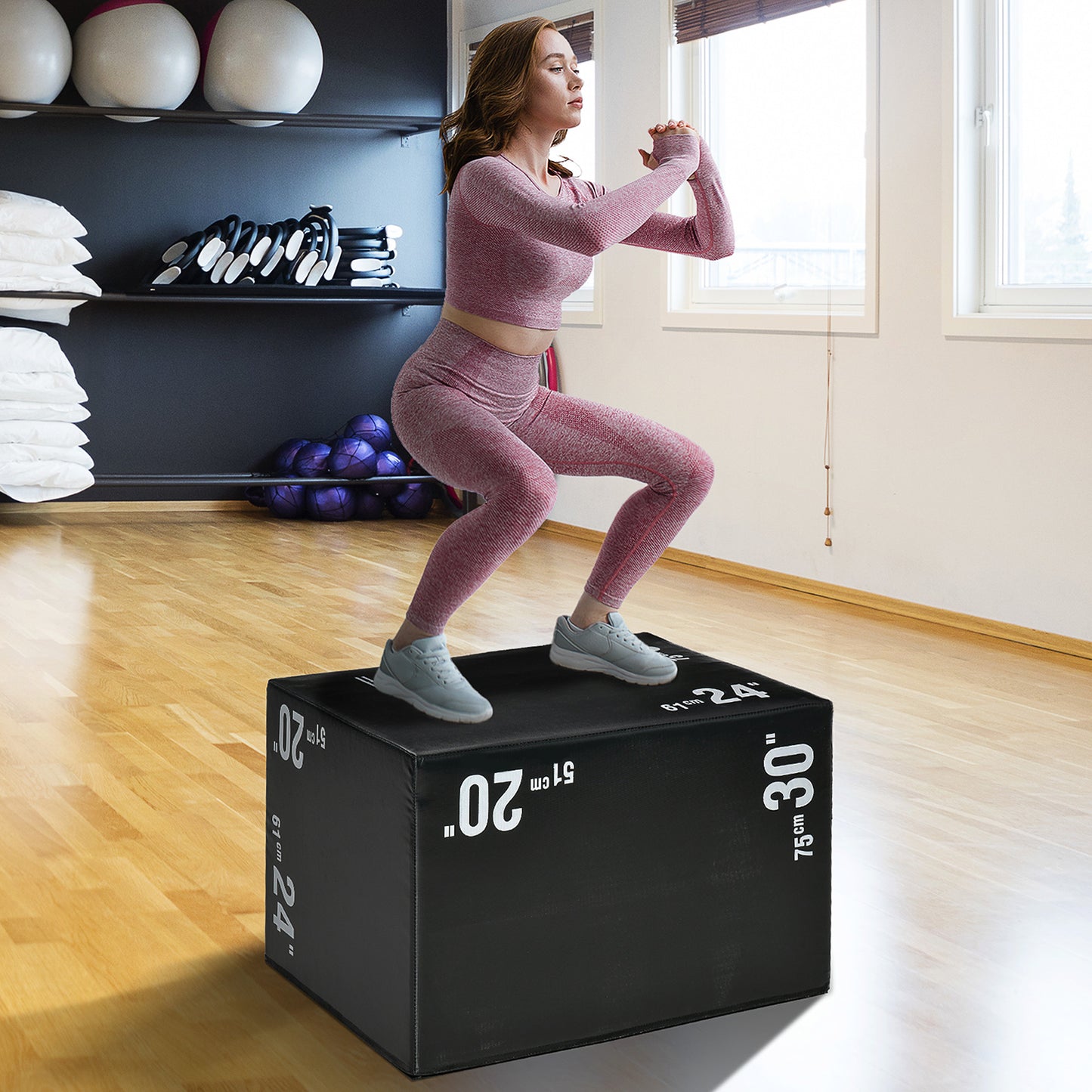 Plyobox – Fitness Box – Jump Box – Crossfit Box – Trainingsbox – 3-in-1 Verstelbare Hoogte 51/61/75 cm – Stevig PE Plastic Antislip Zwart
