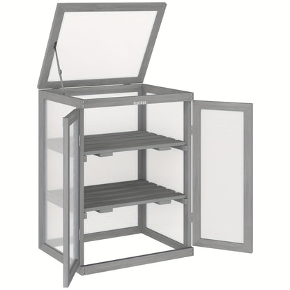 Kweekkas – Kweekkast – Plantenkas – Mini Kas – Cold Frame – 3 Laags – Hout En Polycarbonaat – Weerbestendig – Max 15 Kg Draagvermogen