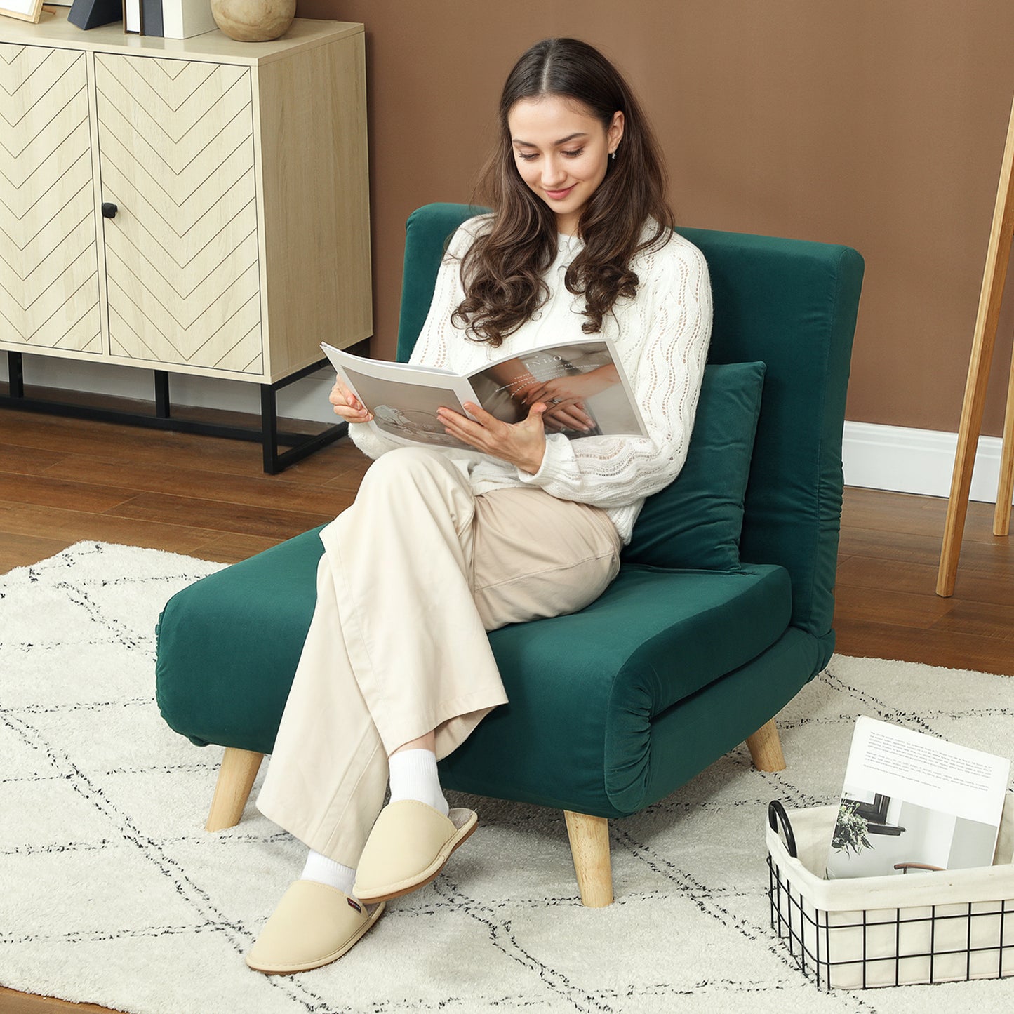 Relaxfauteuil – Slaapfauteuil – Relaxstoel – Ligstoel – Donkergroen – Verstelbare Rugleuning – Stevig Metalen Frame tot 120 kg