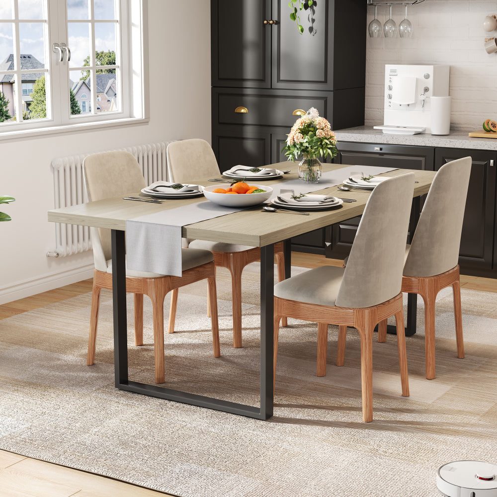 Industriële Eettafel – Robuuste Tafel – Family Dining – Horeca Tafel – Rustieke Eettafel – Natuurlijk Kleur – 160×80 cm – Stevig Metalen Frame – Geschikt Voor 6-8 Personen
