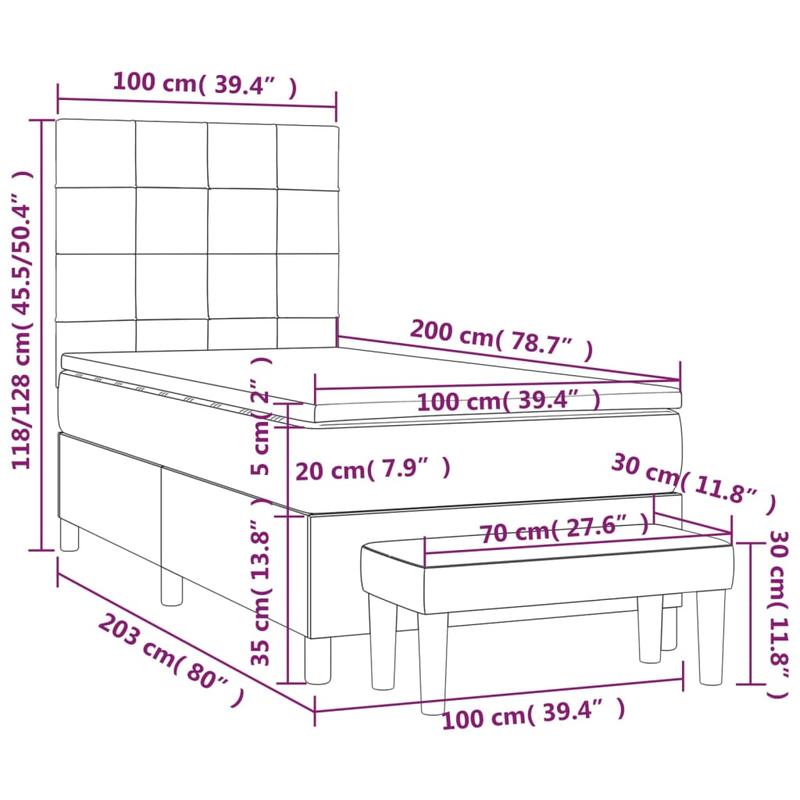 Boxspring – Bed – Slaapbank – Tweepersoonsbed – Eenpersoonsbed – Donkergroen Fluwelen Bekleding – Stevig Hardhouten Frame – 100x200 cm