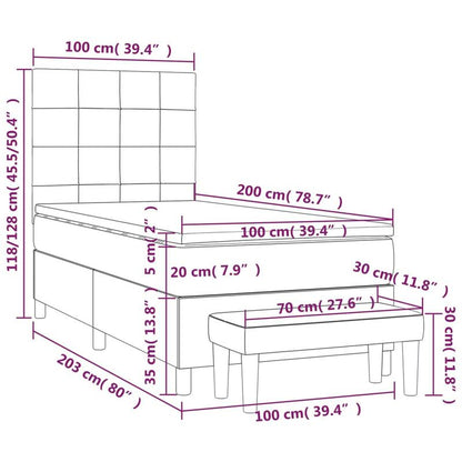 Boxspring – Bed – Slaapbank – Tweepersoonsbed – Eenpersoonsbed – Donkergroen Fluwelen Bekleding – Stevig Hardhouten Frame – 100x200 cm