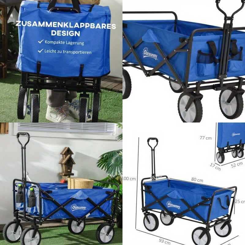 Bolderwagen – Handkar – Transportkar – Bolderkar – Tuinkar – Inklapbaar – Verstelbare Handgreep 77,5-200 cm – Stevig Stalen Frame met All-Terrain Wielen