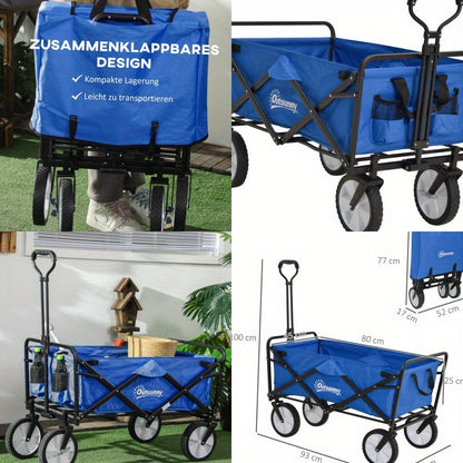 Bolderwagen – Handkar – Transportkar – Bolderkar – Tuinkar – Inklapbaar – Verstelbare Handgreep 77,5-200 cm – Stevig Stalen Frame met All-Terrain Wielen