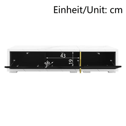 Modern Tv-Meubel – Tv-Kast – Mediameubel – Tv-Dressoir – Entertainmentmeubel – Verstelbare Lengte 140-260 Cm – Draaifunctie Met Witte Marmeroptiek