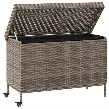 Opbergbox Tuin – Tuinkussenbox – Tuinkist – Kussenbox – Tuinopbergbox – Poly Rattan – Weerbestendig – Met Wieltjes – 110x55x73 cm – Mobiel en Duurzaam