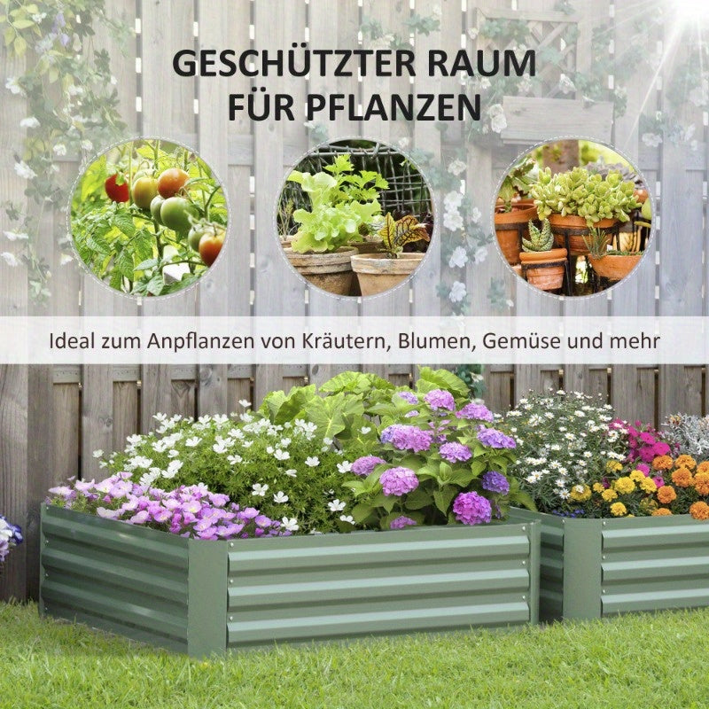 Verhoogd Tuinbed – Moestuinbak – Plantenbak – Bloembak – Balkonbak – Gegalvaniseerd Staal – 100x100x30 cm – Roestbestendig – Eenvoudige Montage