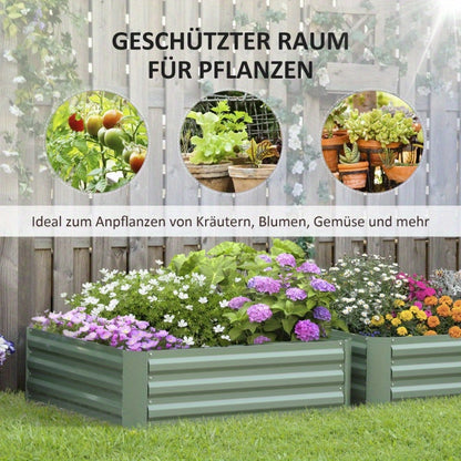 Verhoogd Tuinbed – Moestuinbak – Plantenbak – Bloembak – Balkonbak – Gegalvaniseerd Staal – 100x100x30 cm – Roestbestendig – Eenvoudige Montage