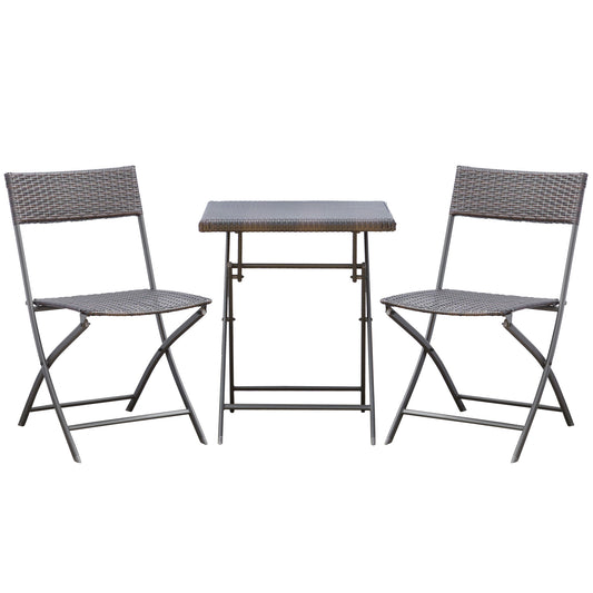 Polyrattan Bistroset – Tuinset – Balkonset – Rattan Koffietafelset – 2 Persoons Set – Weerbestendig Polyrattan – Compact Design Zwart