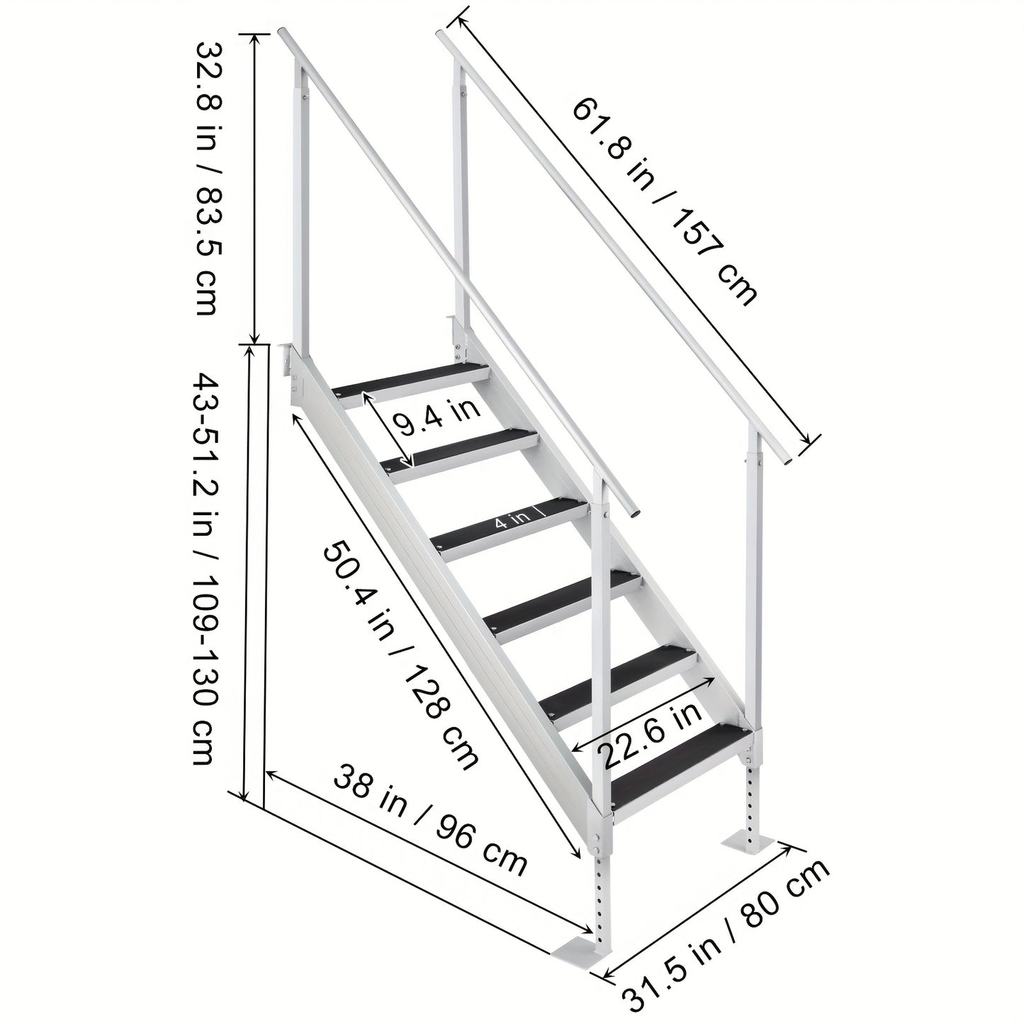 Steigerladder – Steigertrap – Bootladder – Aluminium Ladder – Verstelbare Ladder – 6 Treden – Lichtgewicht Aluminium – Antislip Treden