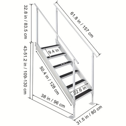 Steigerladder – Steigertrap – Bootladder – Aluminium Ladder – Verstelbare Ladder – 6 Treden – Lichtgewicht Aluminium – Antislip Treden