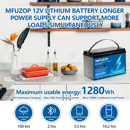 Lithium Accu – LiFePO4 Accu – 12V Accu – Zonne-energie Accu – 100Ah Capaciteit – Lichtgewicht 10,6 kg – 10.000+ Laadcycli