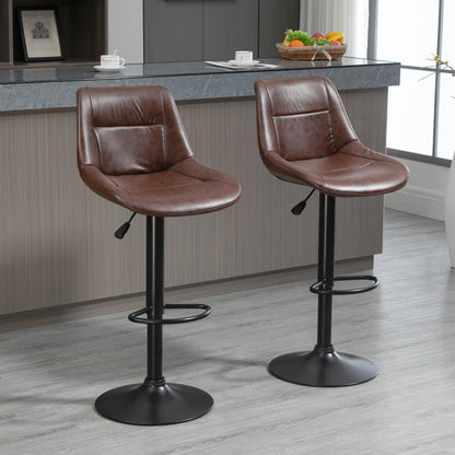 Barkrukken – Barstoelen – Keukenkrukken – Hoge Stoelen – Barkruk Set Bruin – Verstelbare Hoogte Tot 108 Cm – Stevig Zwart Metalen Frame