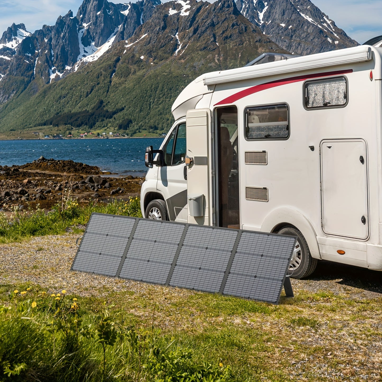 Zonnepaneel – Draagbaar Zonnepaneel – Opvouwbaar Zonnepaneel – Powerbank Oplader – Camper Zonnepaneel – 220W Vermogen – Monokristallijn Siliconen