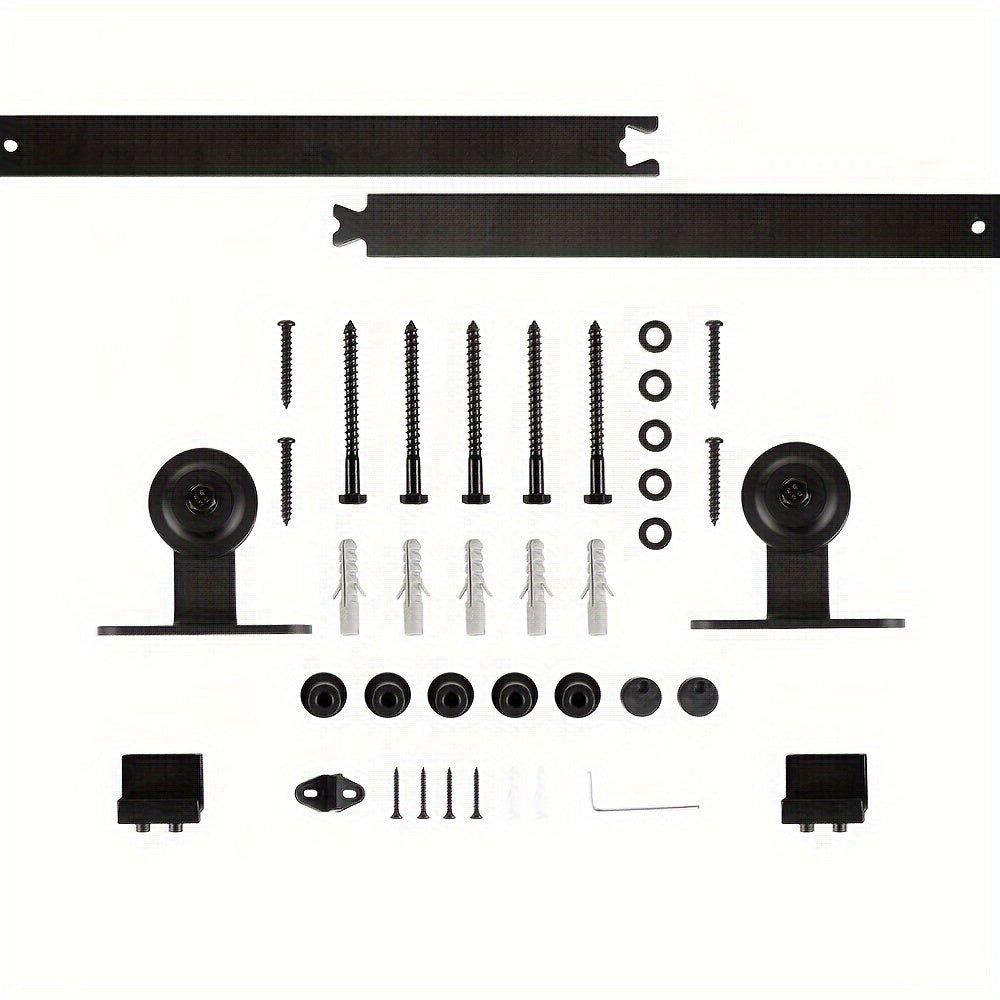Schuifdeursysteem – Schuifdeurset – Deurbeslag – Schuifrail – Vloergeleider – Carbonstaal – 183 cm Rail – Max. 100 kg Draagvermogen