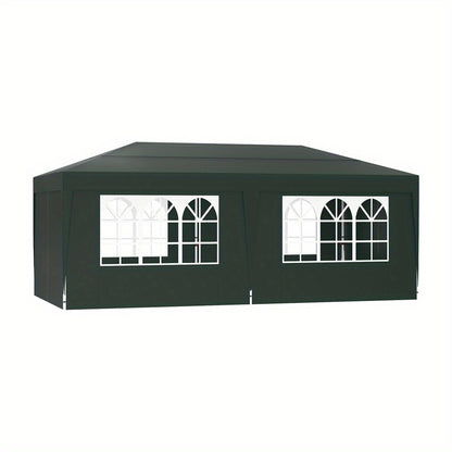 Tuinpaviljoen 3x6 m – Tuinoverkapping – Partytent – Balkonkap – Zonnescherm – Met Zijwanden – Verstelbare Hoogte – Stevig & Compact Opvouwbaar - Groen