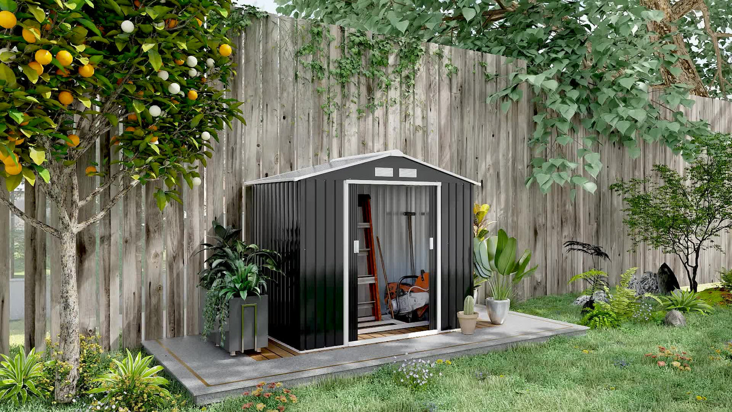 Tuinkast – Tuinberging – Tuinhuis – Tuinopslag – Tuinloods – Grijs Stalen Tuinkast – 2,5 m² Opbergruimte – Ventilatie & Dubbele Deur Met Slot