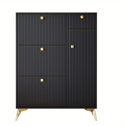 Schoenenkast – Schoenenrek – Schoenenopberger – Halbank – Opbergkast – Ruimtebesparend – Kunststof Zwart – 121x90x25 cm – Smal Modern Design