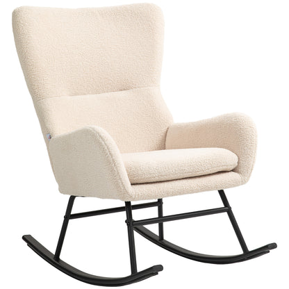Schommelstoel – Relaxstoel – Fauteuil – Loungestoel – Voedingsstoel – 10 cm Dikke Foam Zitting – Gebogen Stalen Poten
