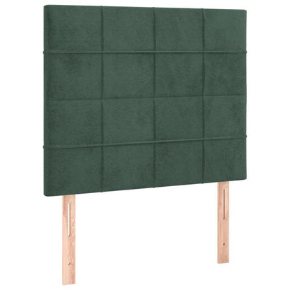 Boxspring – Bed – Slaapbank – Tweepersoonsbed – Eenpersoonsbed – Donkergroen Fluwelen Bekleding – Stevig Hardhouten Frame – 100x200 cm